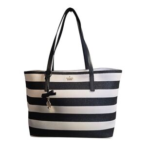 Kate Spade Striped Black and White Glitter Tote